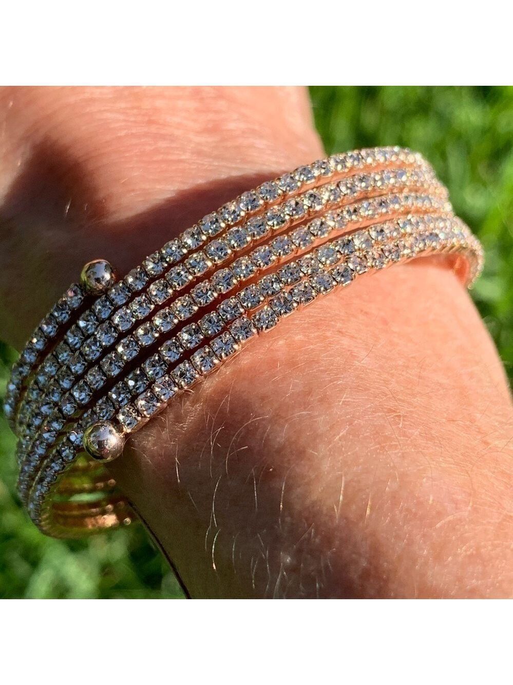 Cubic zirconia rose gold wrap bracelet formal wedding prom dance night out glam